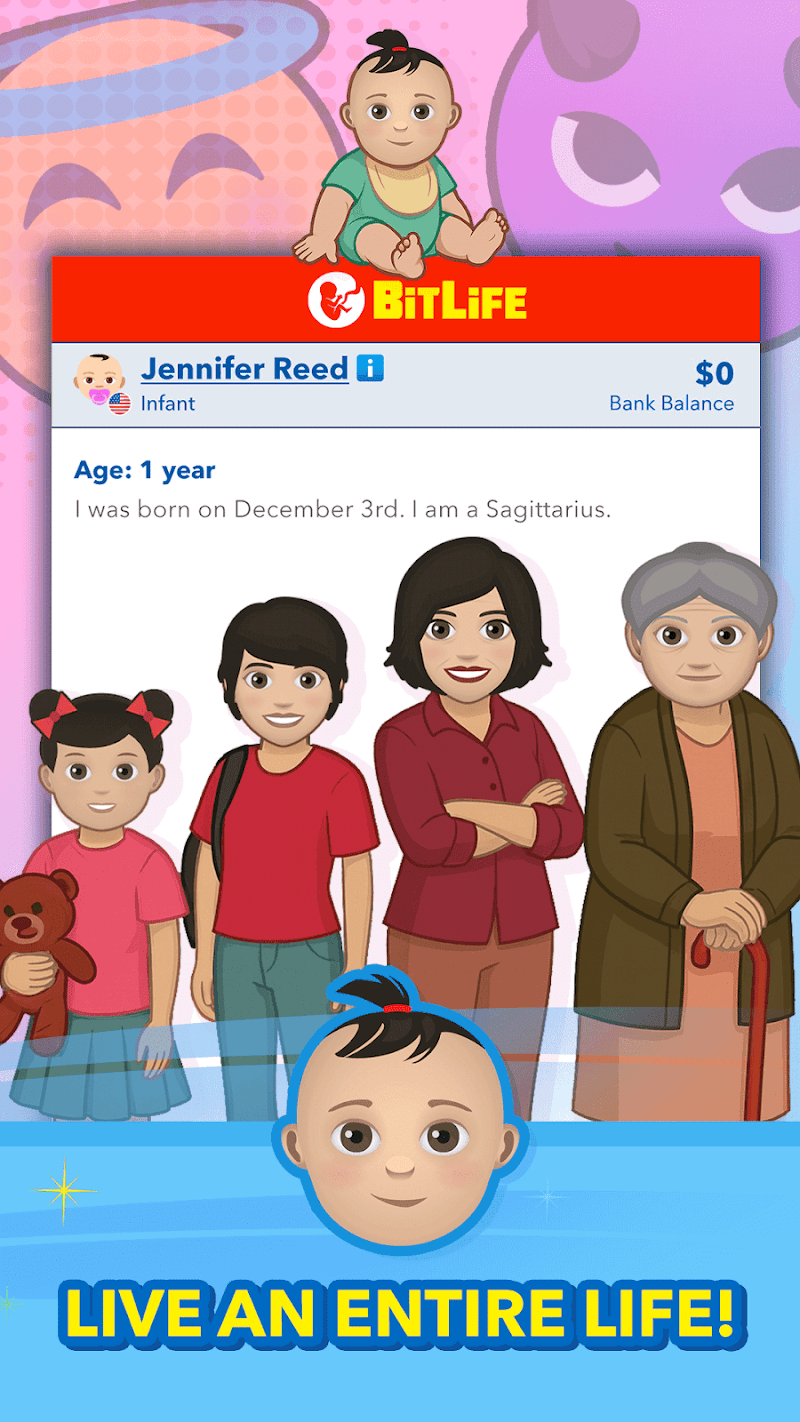 BitLife life stages shown in the official mobile app